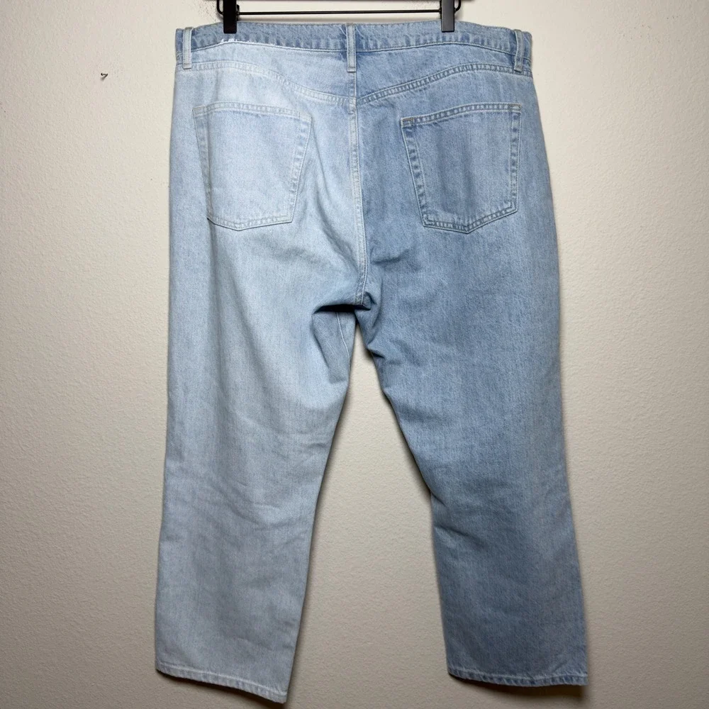 Frame Women Le Slouch Crop Jeans 33" Two Tone Light Wash‎ Button Fly Western - Picture 9 of 13